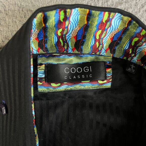 Coogi Classic Shirt Mens Large 16 32/33 Black Stripe Square Buttons Flip Cuff - Picture 8 of 13